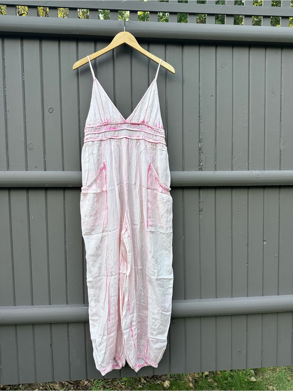 Urban Outfitters Light Pink V-Neck Spaghetti Strap Jumpsuit